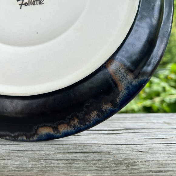 Kent Follette Pottery Crystalline Glaze Bread and Oil Dipping Plate 10.75” - Picture 8 of 16